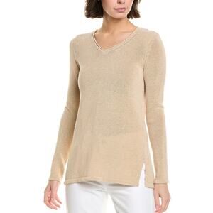 J. McLaughlin Callum Sweater Cream Knit V-neck Minimalist Women's size Small